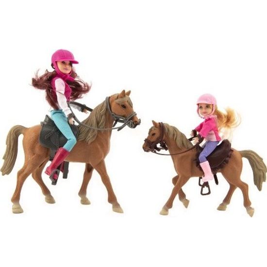 Kůň 2ks + panenka žokejka 2ks