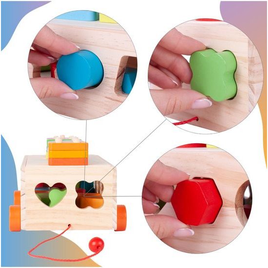 Dřevěné autíčko s kostkami Matching Car