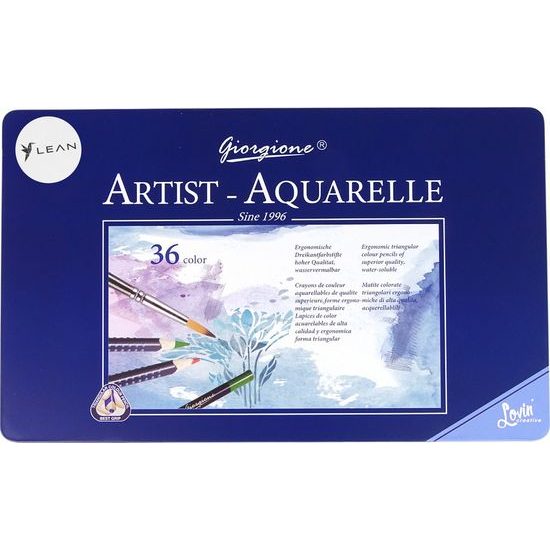 Sada 36 akvarelových pastelek v kovové nádobě