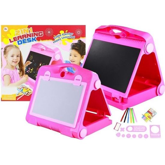 Oboustranná tabule 2v1+fixy - růžová