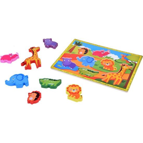 Dřevěné puzzle safari zvířata, 7 dílné