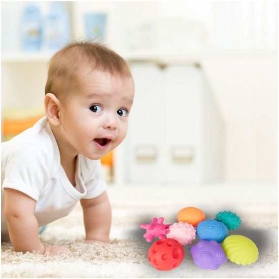 Senzorické míčky pro nejmenší Soft Rubber Ball 8 kusů