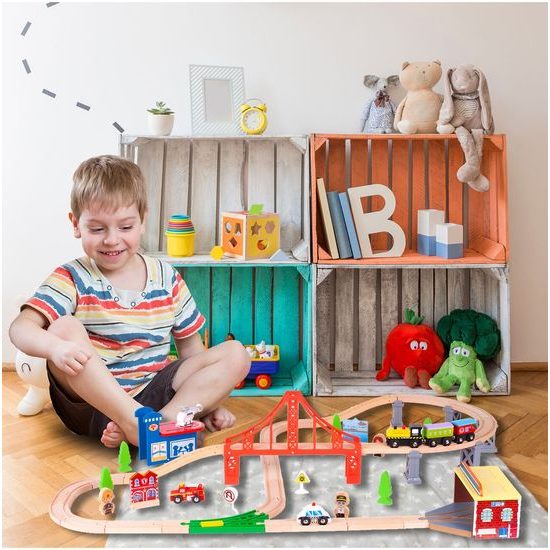 Dřevěná vláčkodráha Wooden Train 70 dílků