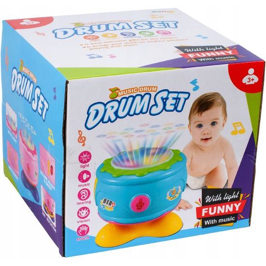 Interaktivní bubínek se zvuky a světly Drum Set modrý