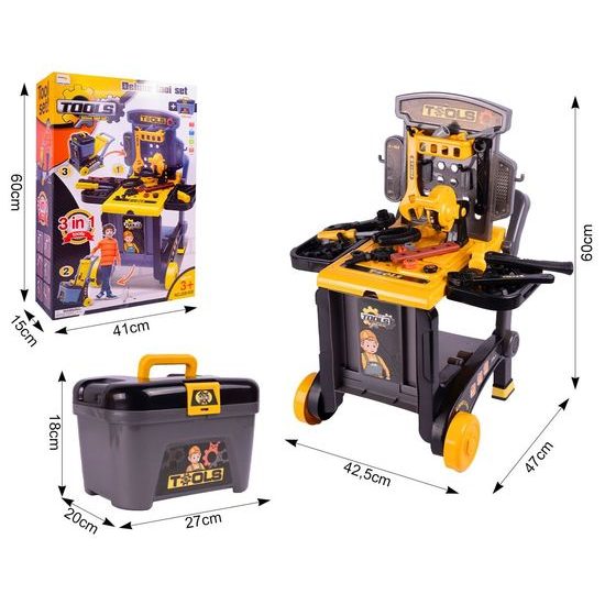 Dětská pracovní dílna 3v1 s vozíčkem