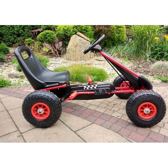 Dětská šlapací motokára s nafukovacími koly Formule 15 červená