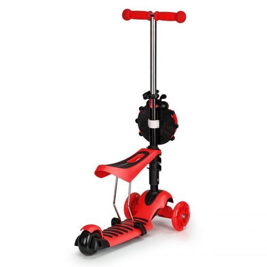Ecotoys dětská koloběžka Bedrunka červená se sedátkem a svítícími koly