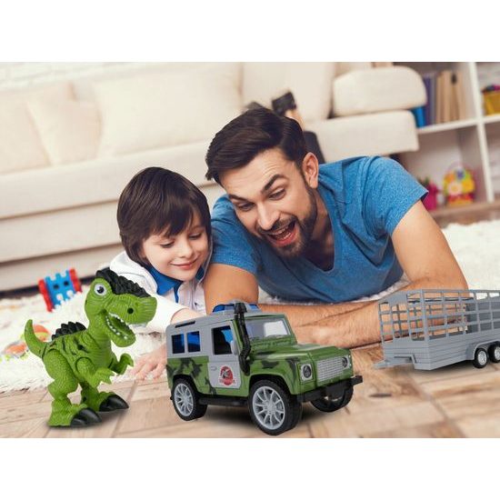 Terénní auto s dinosaurem, světly a zvuky Dino Car 1:20