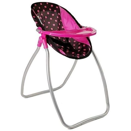 Alice postýlka, nosítko a jídelní židlička 2v1 pro panenku - černá