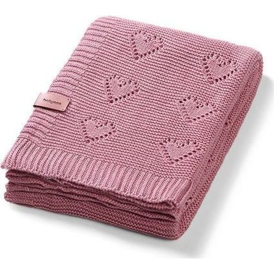 Dětská bambusová dečka - růžová se srdíčky