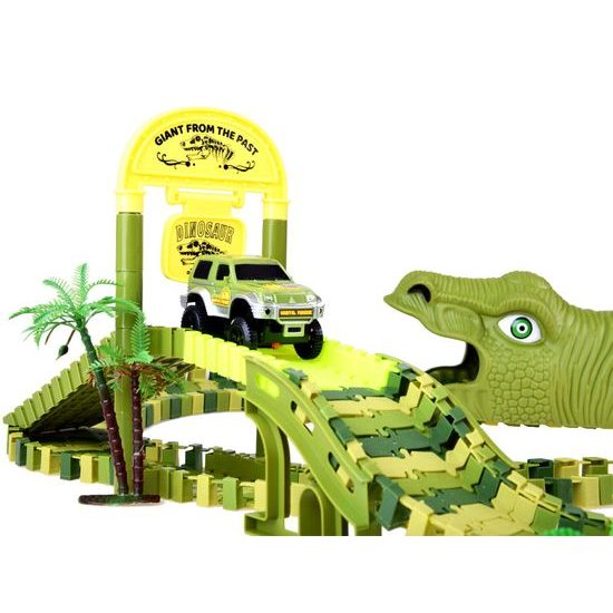 Autodráha s autíčkem na baterie a dinosaury 168 dílků Dino Track