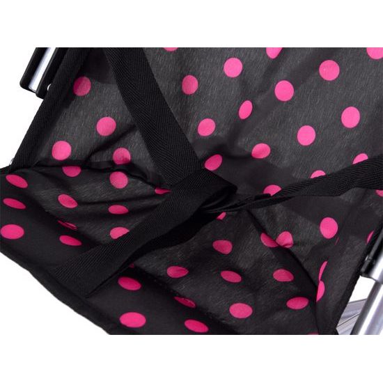 Golfový kočárek pro panenky Alice černý s puntíkama