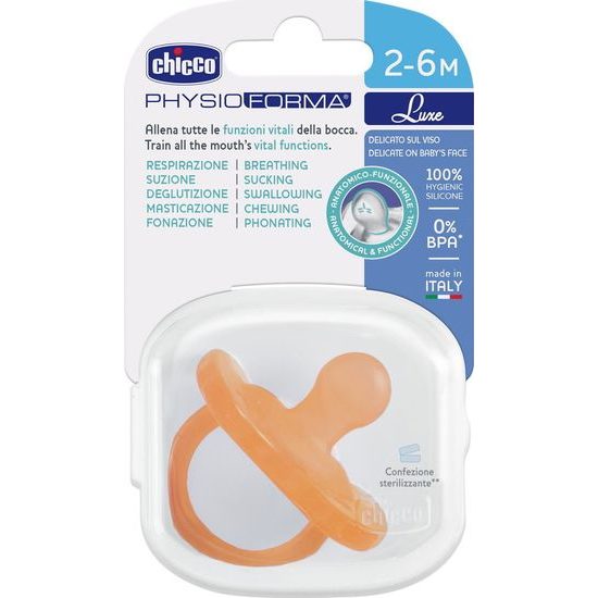 Dětský silikonový dudlík physio luxe 2-6m oranžový