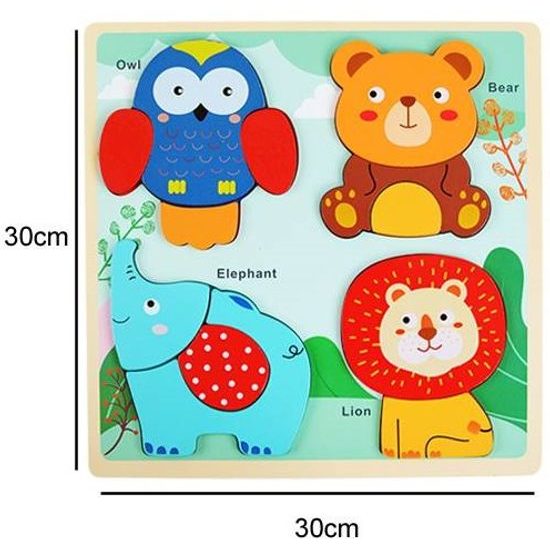 Dřevěná ukládačka se sovou a medvídkem