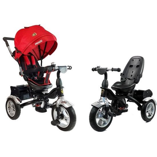 Majlo Toys tříkolka 2v1 s nafukovacími koly PRO600 červená