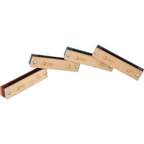 Harmonika dřevěná - mix 4 barvy