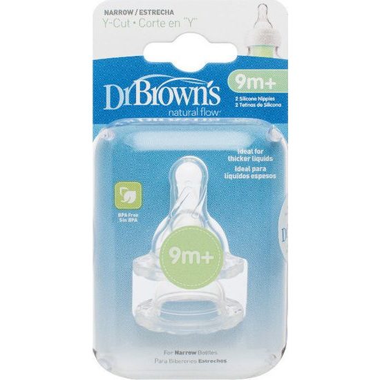 DR.BROWNS - Dudlík na láhve Options+ úzké 9m + silikonový na kaši 2ks