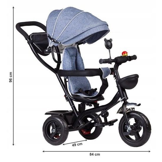 Ecotoys dětská tříkolka s otočným sedadlem Trike 2v1 šedá