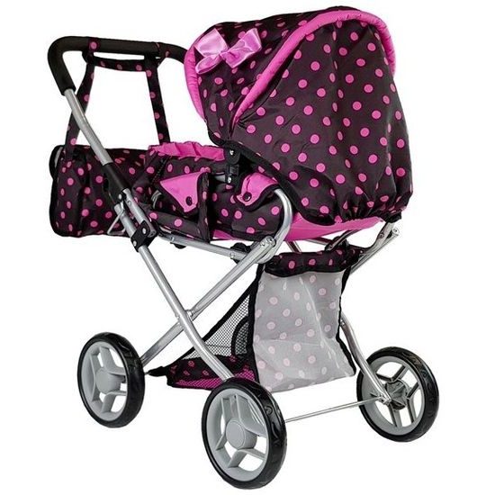 Kočárek pro panenky Alice 9346D kombinovaný černý
