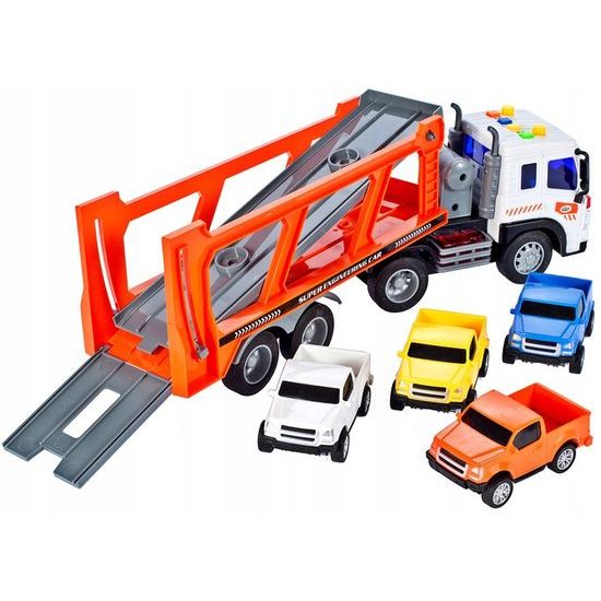 Nákladní auto se 4 autíčky světly a zvuky City Service 1:16