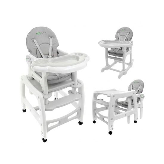Ecotoys jídelní židlička s houpačkou 3v1 šedá