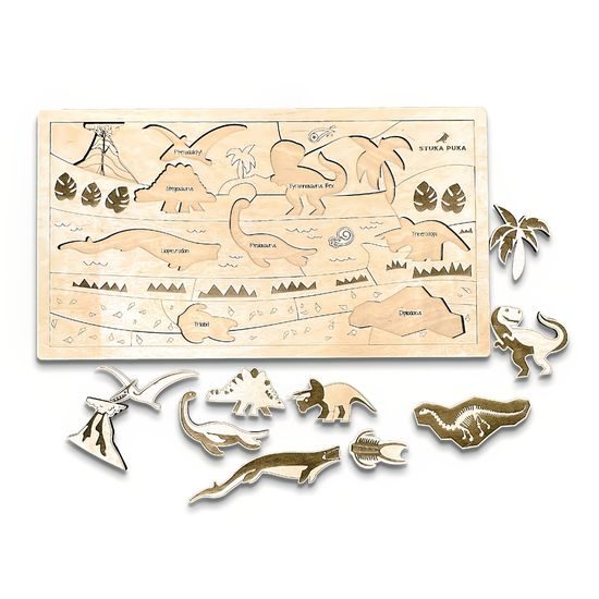 Dinosauři - dřevěné puzzle - ČESKÁ VERZE
