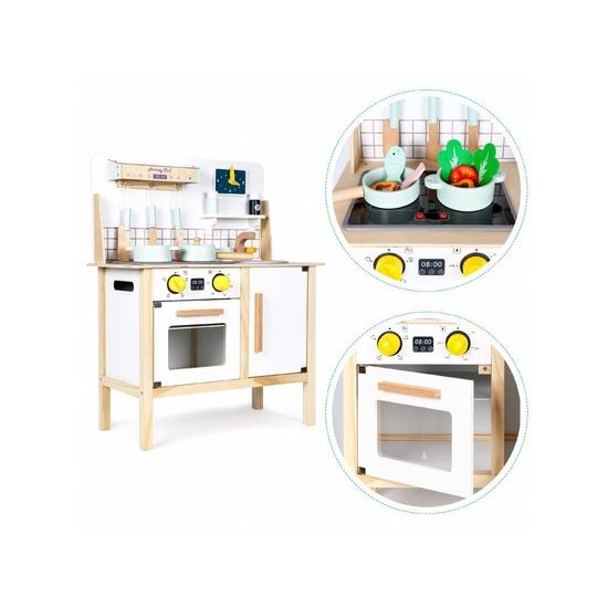 Ecotoys dětská dřevěná kuchyňka se zvuky a LED efekty Horney Chef