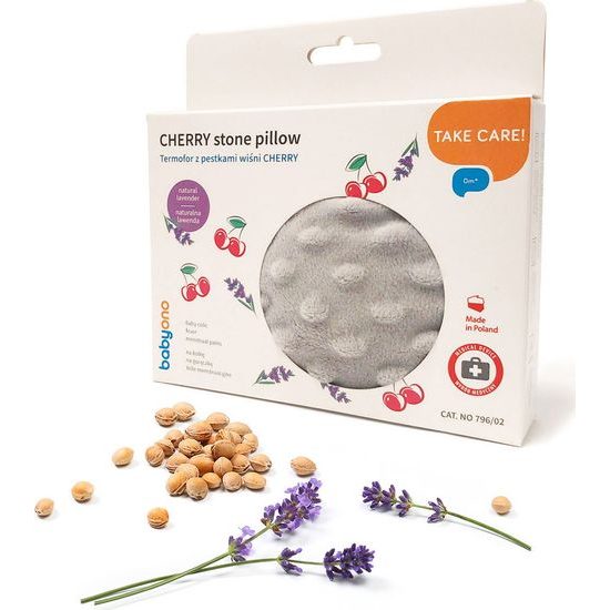 Polštářek s třešňovými peckami šedý