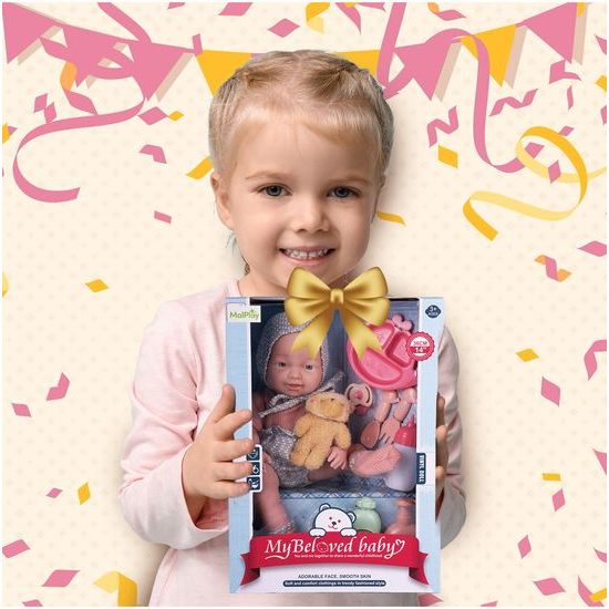 Dětská panenka s příslušenstvím a medvídkem My Baby 36 cm