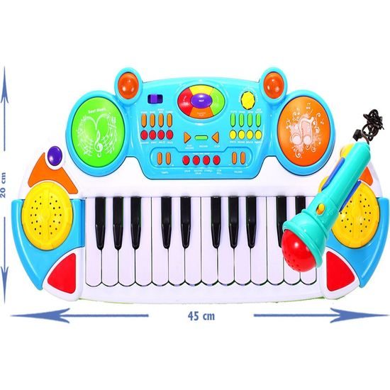 Dětské elektronické klávesy s mikrofonem a židličkou Music Keyboard modré