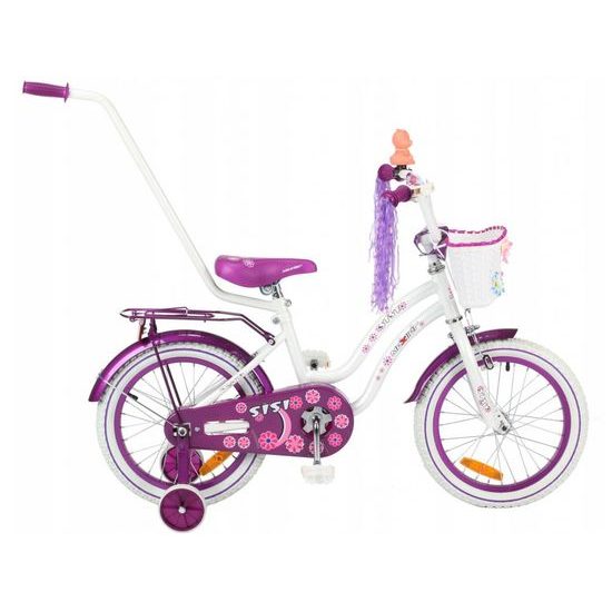 Mexller dětské kolo SISI 16" s vodící tyčí bílofialové