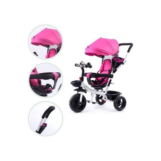 SMONTOVÁNO Ecotoys dětská tříkolka s otočným sedadlem S360 růžová