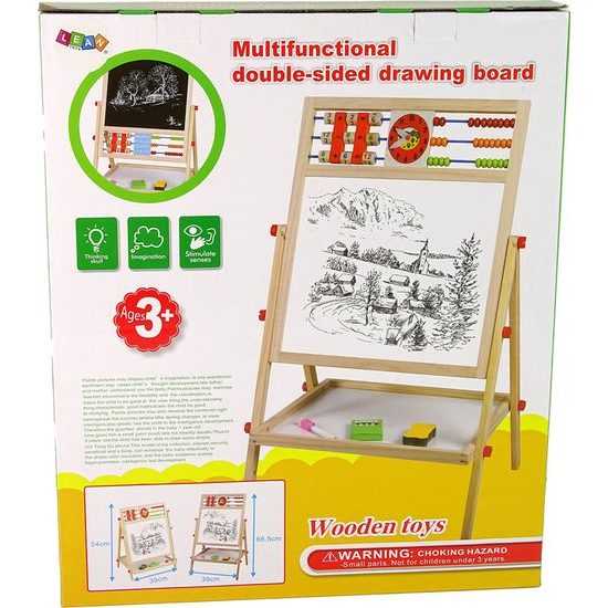 Oboustranná vzdělávací dřevěná kreslící tabule 2v1
