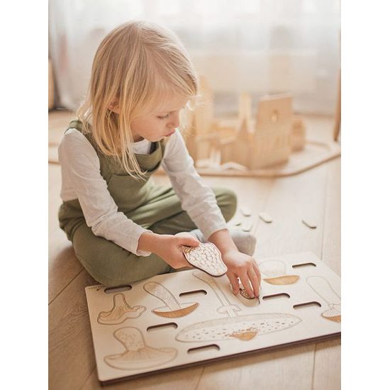 Houby - dřevěné edukativní puzzle - SLOVENSKÁ VERZE