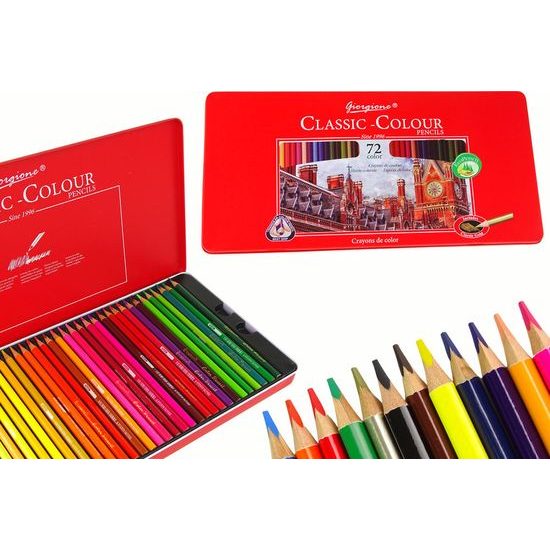 Sada 72 uměleckých pastelek v kovové nádobě