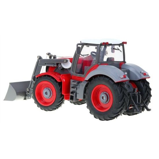 Traktor na dálkové ovládání se zelenou vlečkou Red Farmer 1:28