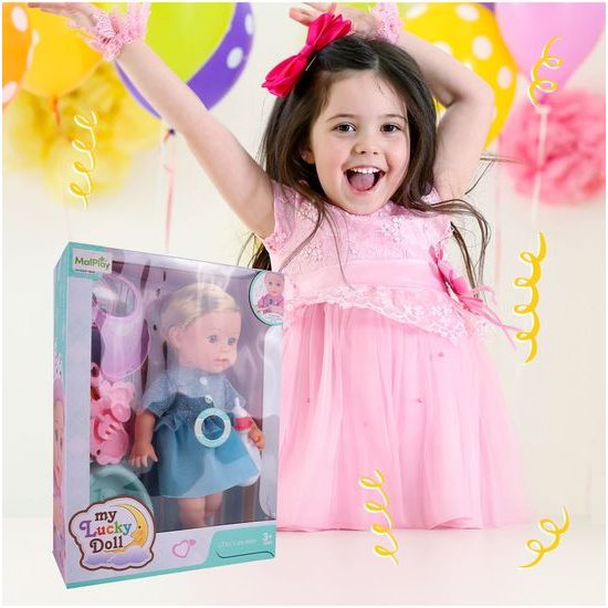 Interaktivní mluvící panenka s příslušenstvím Lucky Doll 33 cm