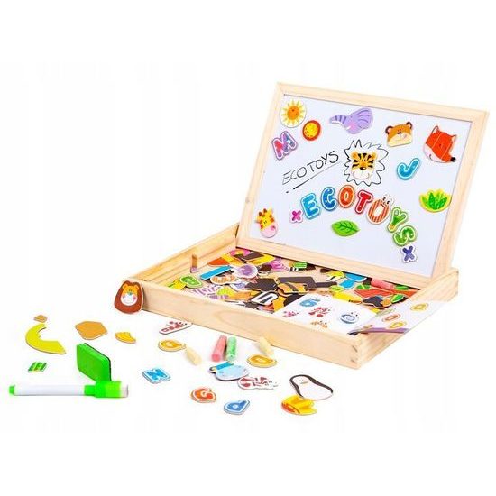 Ecotoys dřevěná magnetická tabulka Puzzle