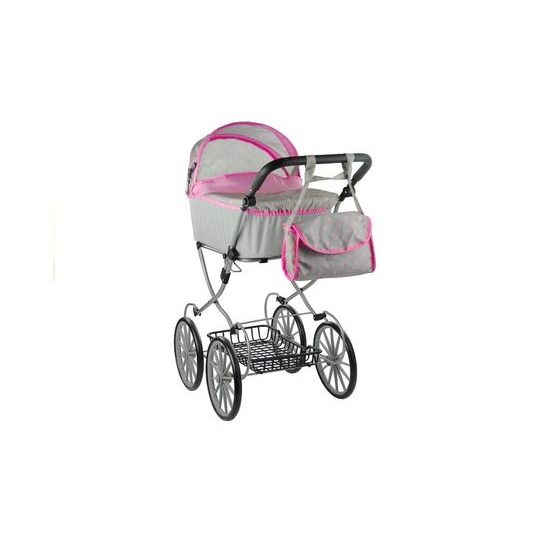 Kočárek pro panenky Alice Retro béžovo-růžový