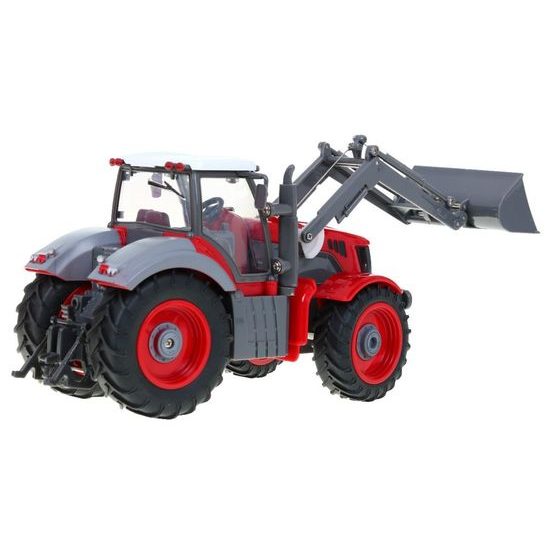 Traktor na dálkové ovládání se zelenou vlečkou Red Farmer 1:28