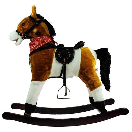 Plyšový houpací kůň Blesk - světle hnědý