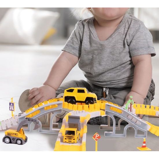 Autodráha s autíčkem na baterie a stavebními stroji 255 dílků City Truck
