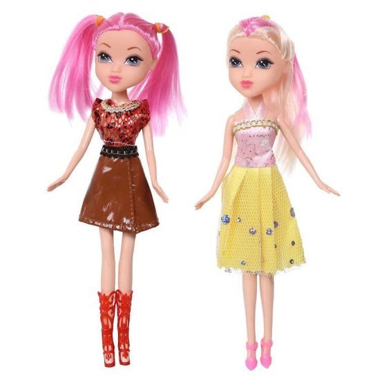 Ecotoys dřevěný dvoupatrový domeček pro panenky Malinová + 2 panenky