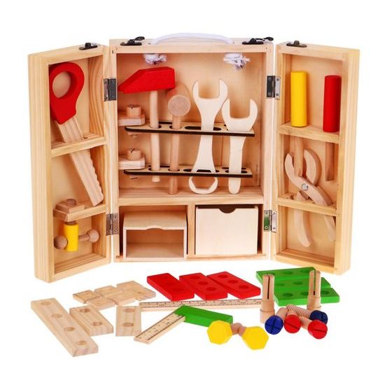 Dětské dřevěné nářadí ve skříňce Wooden Toolbox