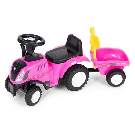 New Holland dětské odrážedlo traktor s přívěsem - růžové