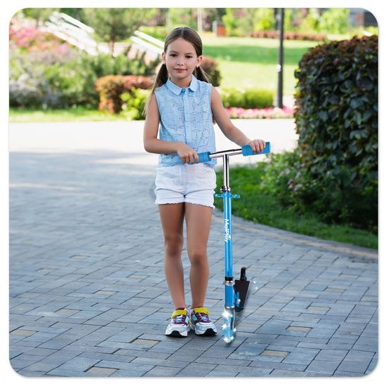 Dětská skládací koloběžka Scooter se svítícími koly - modrá