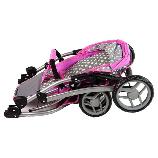 Alice velký sportovní kočárek pro panenky 3v1 - 9662 šedo-růžový