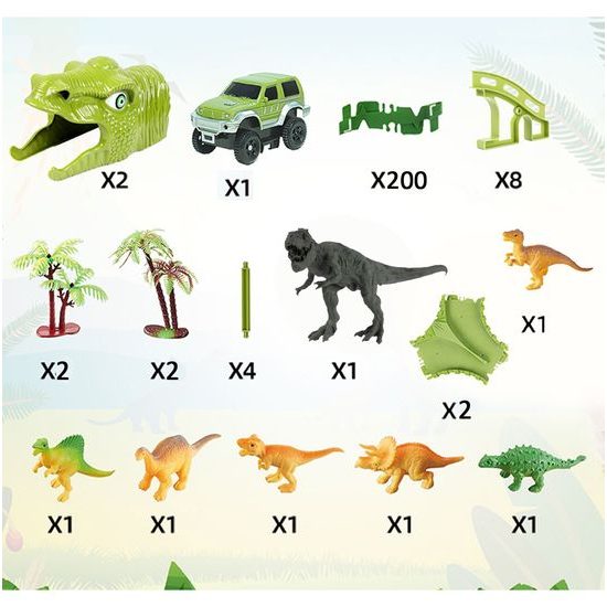 Autodráha s autíčkem na baterie a dinosaury 200 dílků Dino Track