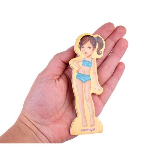 Dřevěná magnetická ukládačka se 4 modelkami Fashion Dress-Up