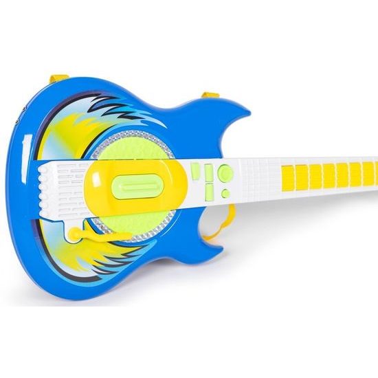 Dětská elektronická kytara se stativem a mikrofonem Guitar Micset - modrá